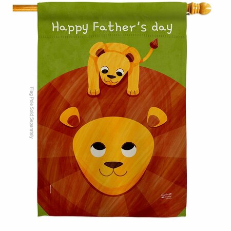 PATIO TRASERO Fathers Day Lion Family Father 28 x 40 in. Double-Sided Vertical House Flags for  Banner Garden PA3914865